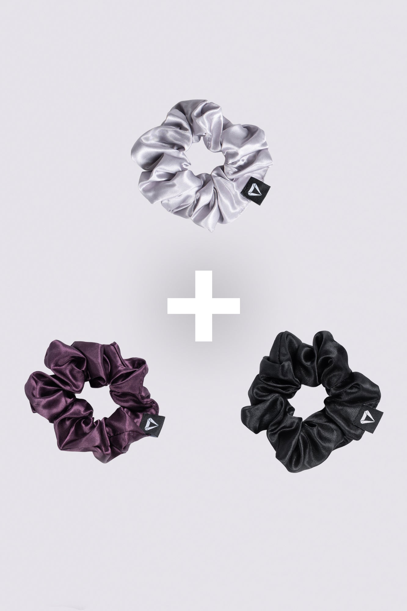 ESSENTIALS SCRUNCHIE - BLACK & BURGUNDY & STONE (3 DELNI)