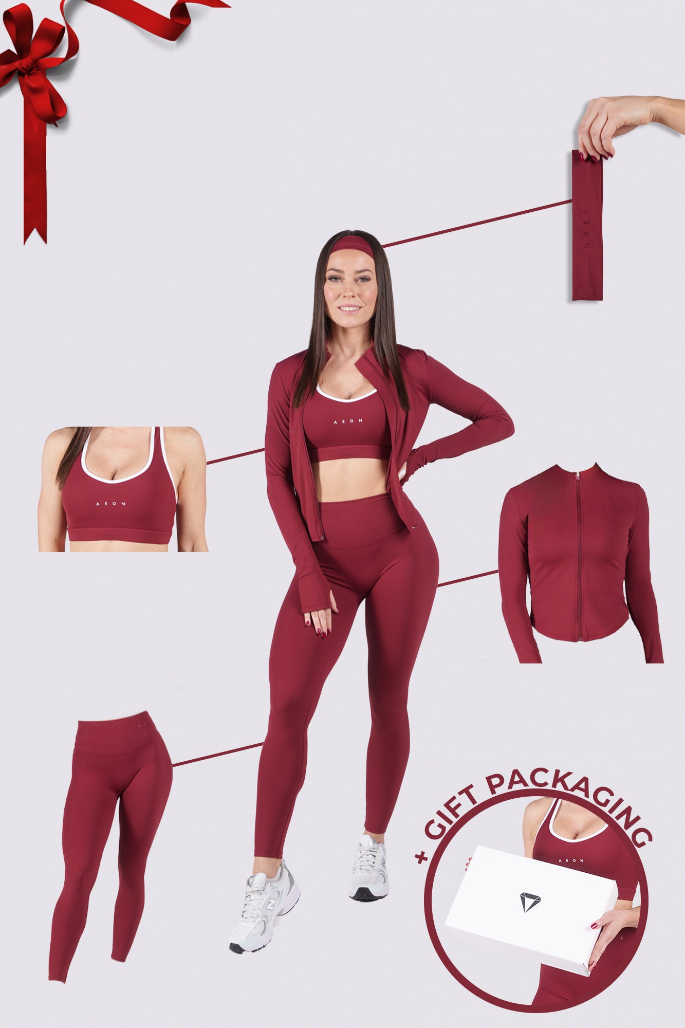 SECOND SKIN BOŽIČNI KOMPLET - WINE RED (5-DELNI)