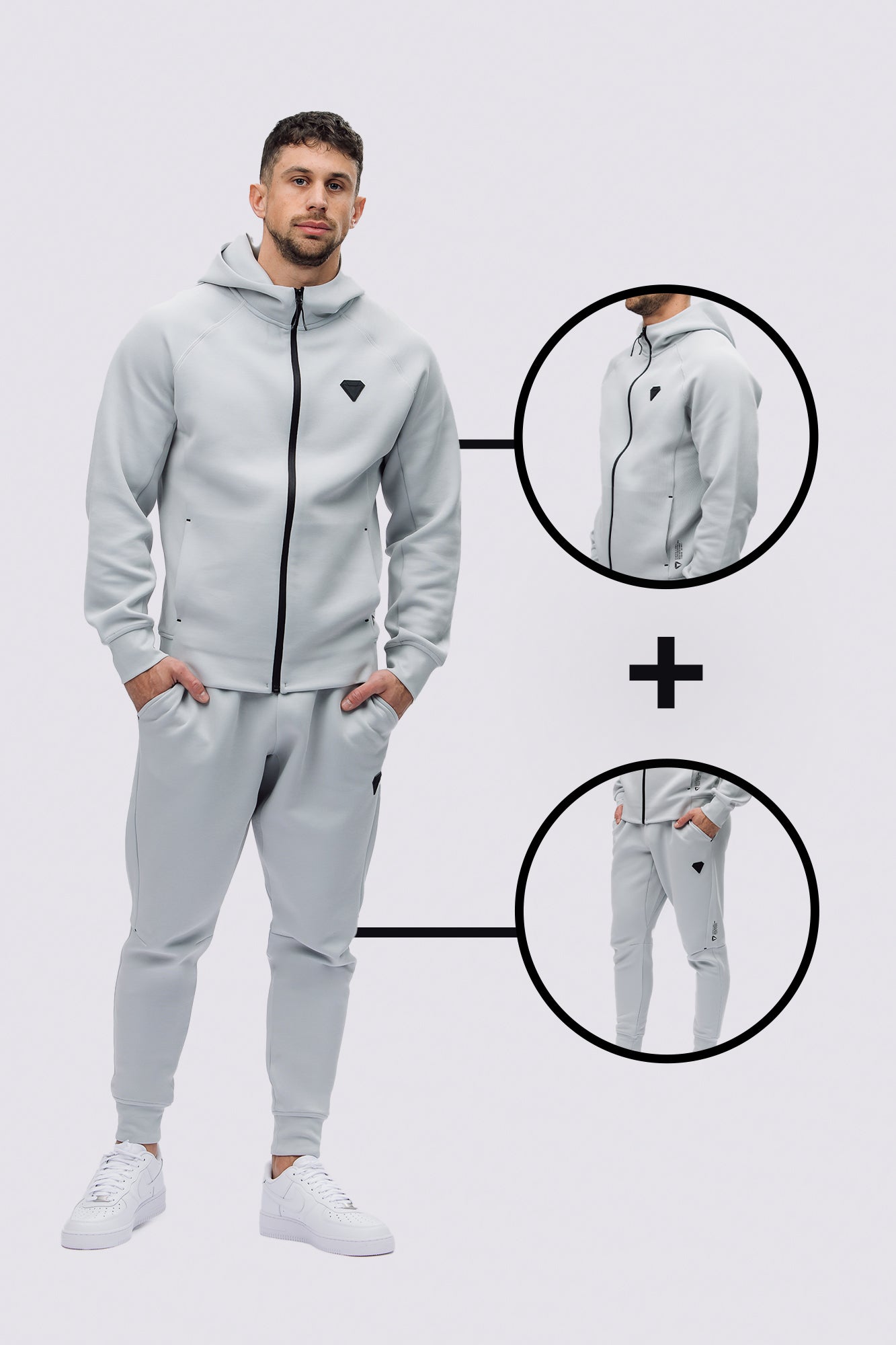 TECHFIT MOŠKI KOMPLET TRENIRKE - WOLF GREY (2-DELNI)