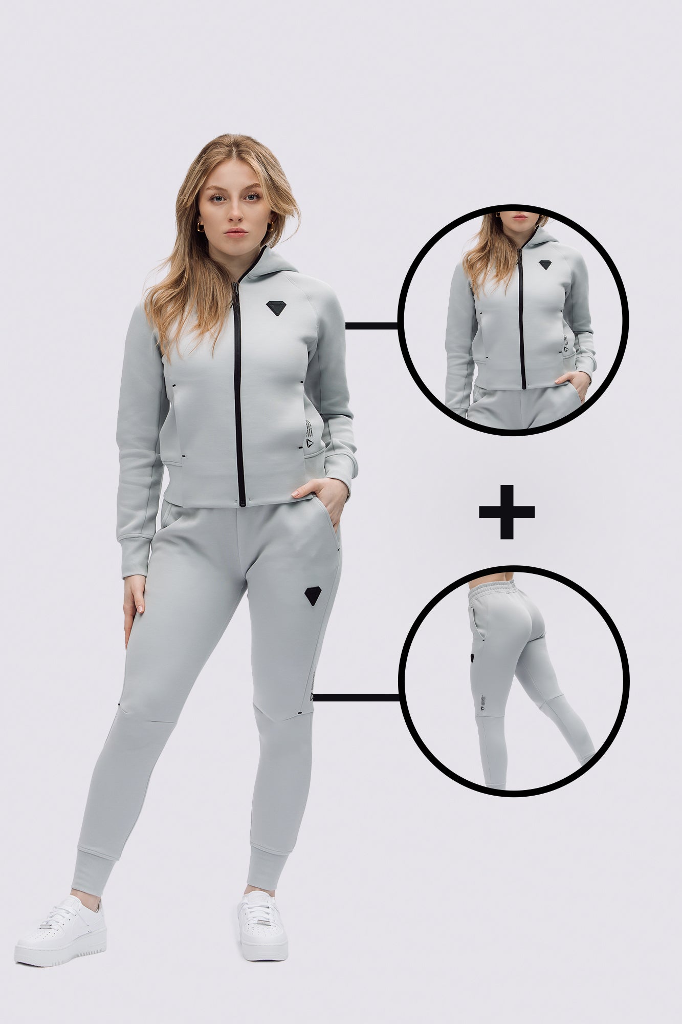 TECHFIT ŽENSKI KOMPLET TRENIRKE - WOLF GREY (2-DELNI)